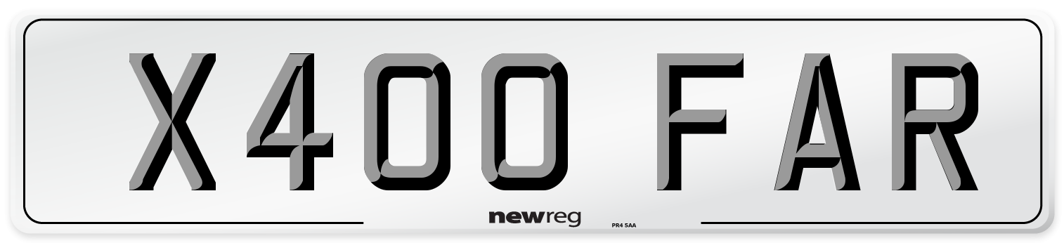X400 FAR Number Plate from New Reg